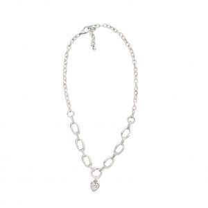 Handmade Heart Crystal Pewter Necklace - 3936