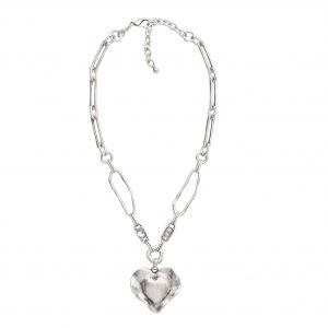 Handmade Heart Crystal Pewter Necklace - 3939