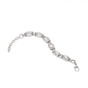 Handmade Clear Crystal Pewter Bracelet - 2910