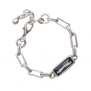 Handmade Smoky Crystal Pewter Bracelet - 2916