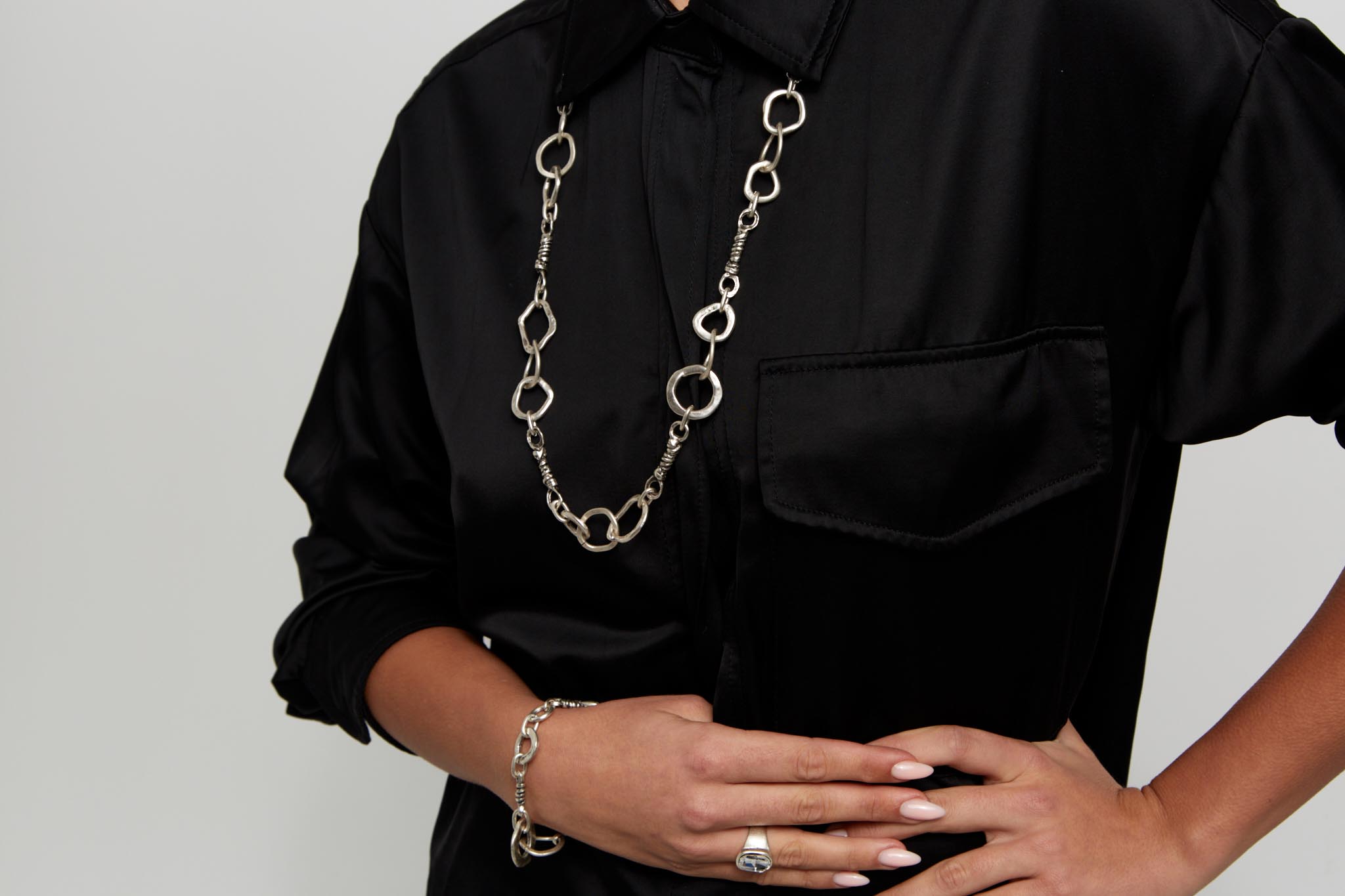 Handmade Pewter Link & Chain Bracelet - 2917 - Image 3