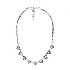 Handmade Pyramids Crystal Pewter Necklace - 3953