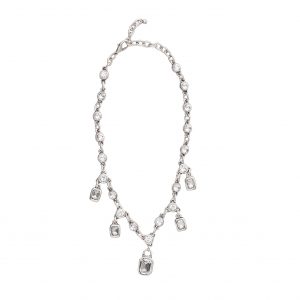 Handmade Clear Crystal Pewter Necklace - 3963