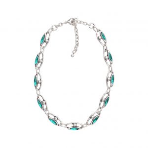Handmade Green Crystal Pewter Necklace - 3973