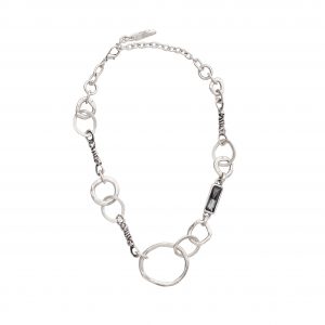 Handmade Smoky Crystal Pewter Necklace - 3985