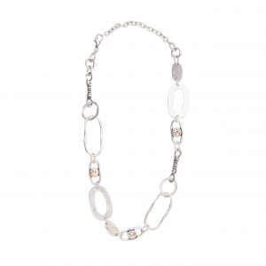 Handmade Crystal Pewter Necklace - 3986