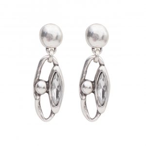 Handmade Clear Crystal Pewter Earrings - 1903
