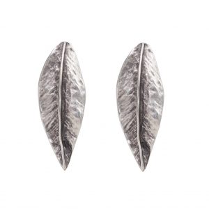 Handmade Pewter Leaf Earrings - 1910