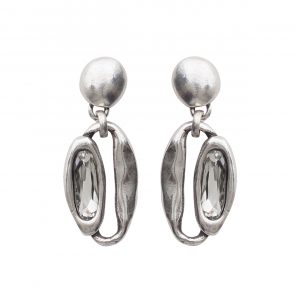 Handmade Clear Crystal Pewter Earrings - 1912