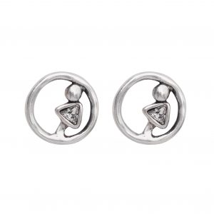 Handmade Clear Crystal Pewter Earrings - 1913