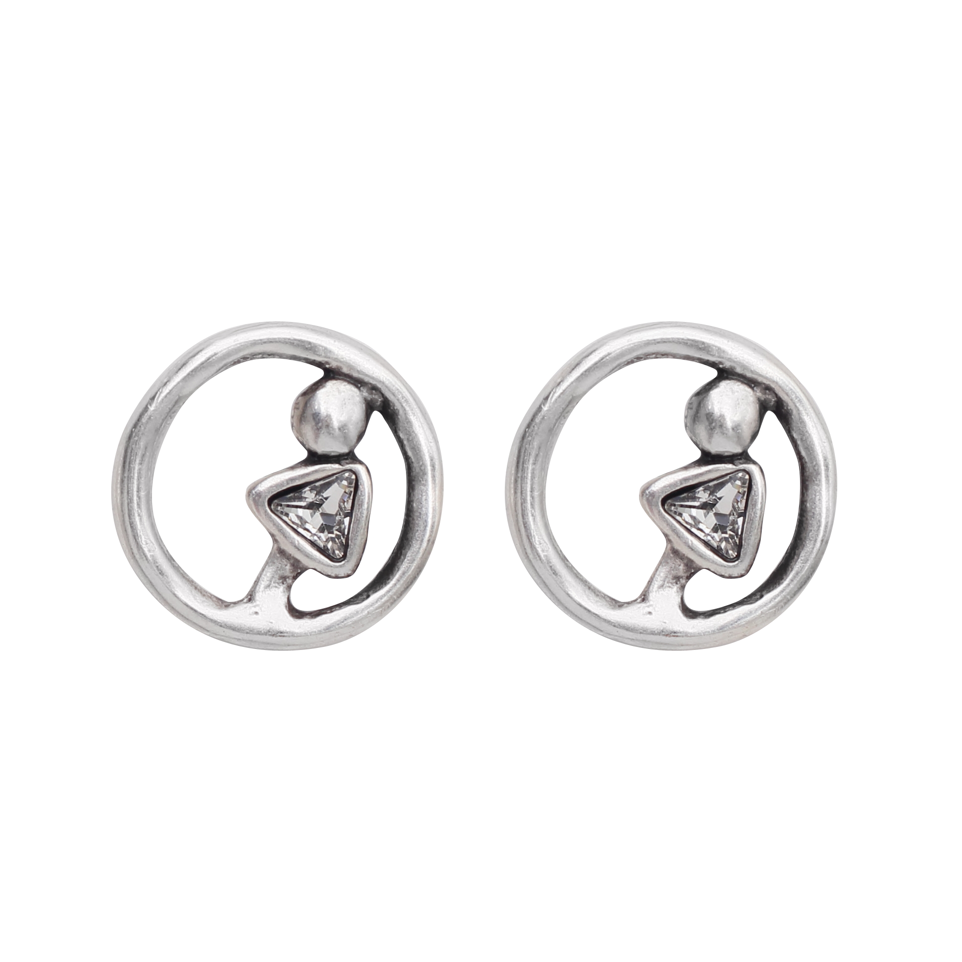 Handmade Clear Crystal Pewter Earrings - 1913
