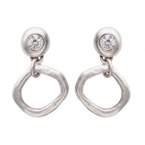 Handmade Clear Crystal Pewter Earrings - 1925