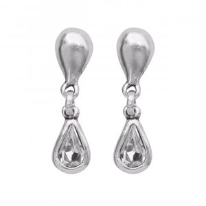 Handmade Clear Crystal Pewter Earrings - 1931