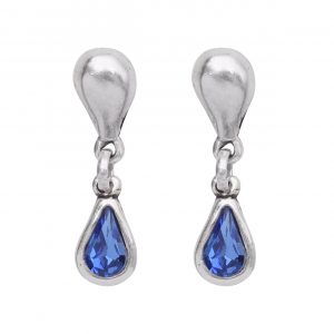 Handmade Blue Crystal Pewter Earrings - 1932