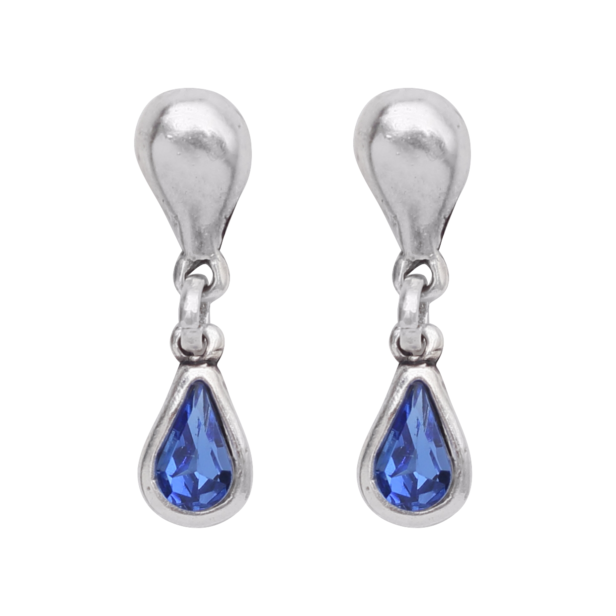 Handmade Blue Crystal Pewter Earrings - 1932