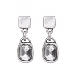 Handmade Clear Crystal Pewter Earrings - 1935