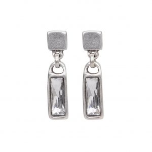 Handmade Clear Crystal Pewter Earrings - 1940