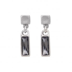 Handmade Smoky Crystal Pewter Earrings - 1941