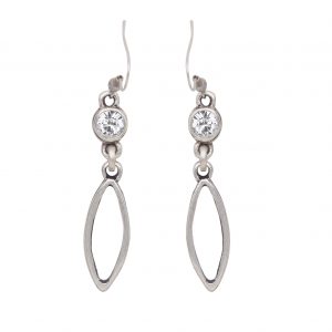 Handmade Clear Crystal Pewter Earrings - 1943