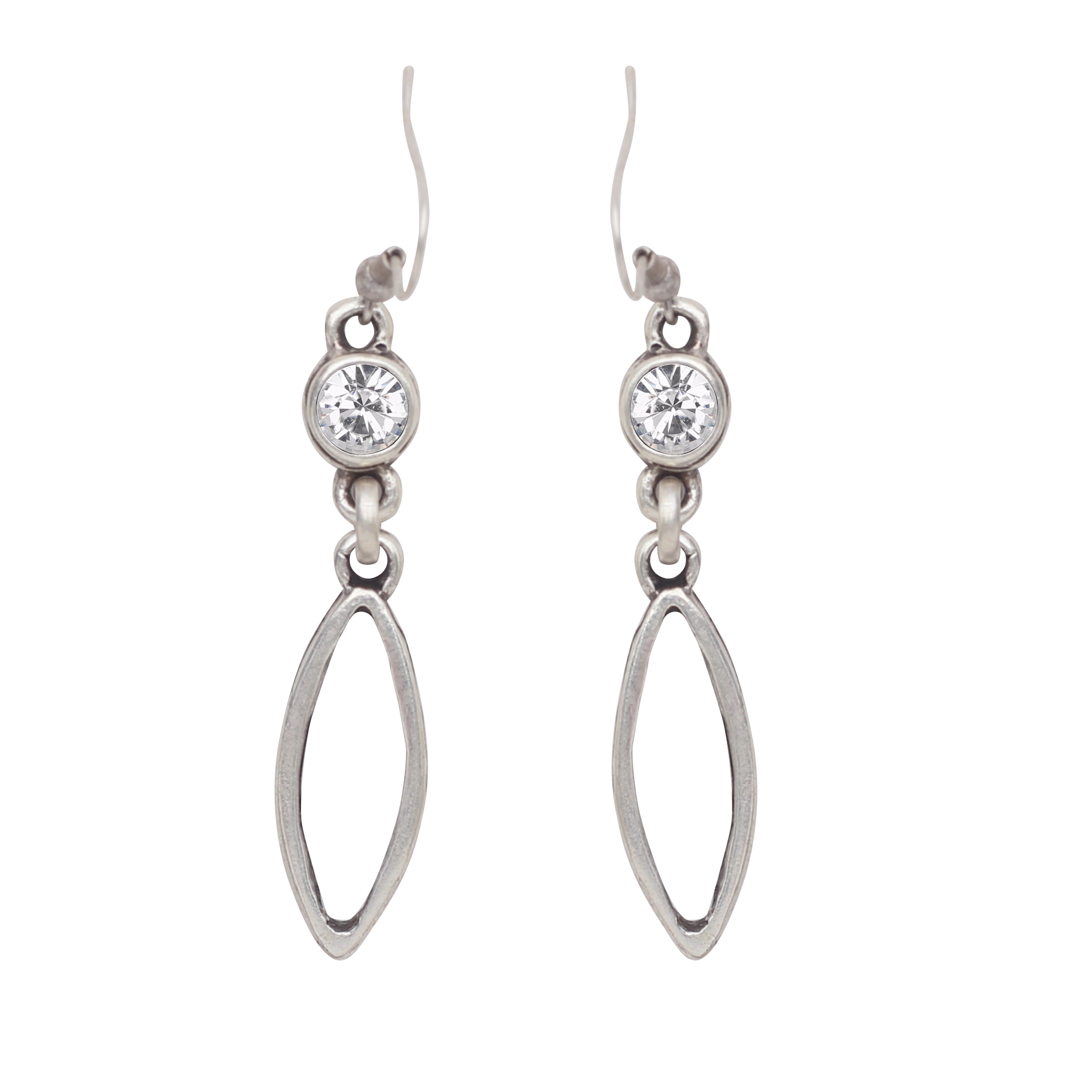 Handmade Clear Crystal Pewter Earrings - 1943