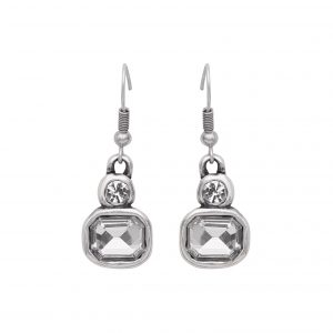 Handmade Clear Crystal Pewter Earrings - 1949