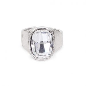 Handmade Clear Crystal Brass Ring - 6911