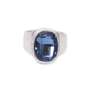 Handmade Blue Crystal Brass Ring - 6912