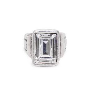 Handmade Clear Crystal Brass Ring - 6916