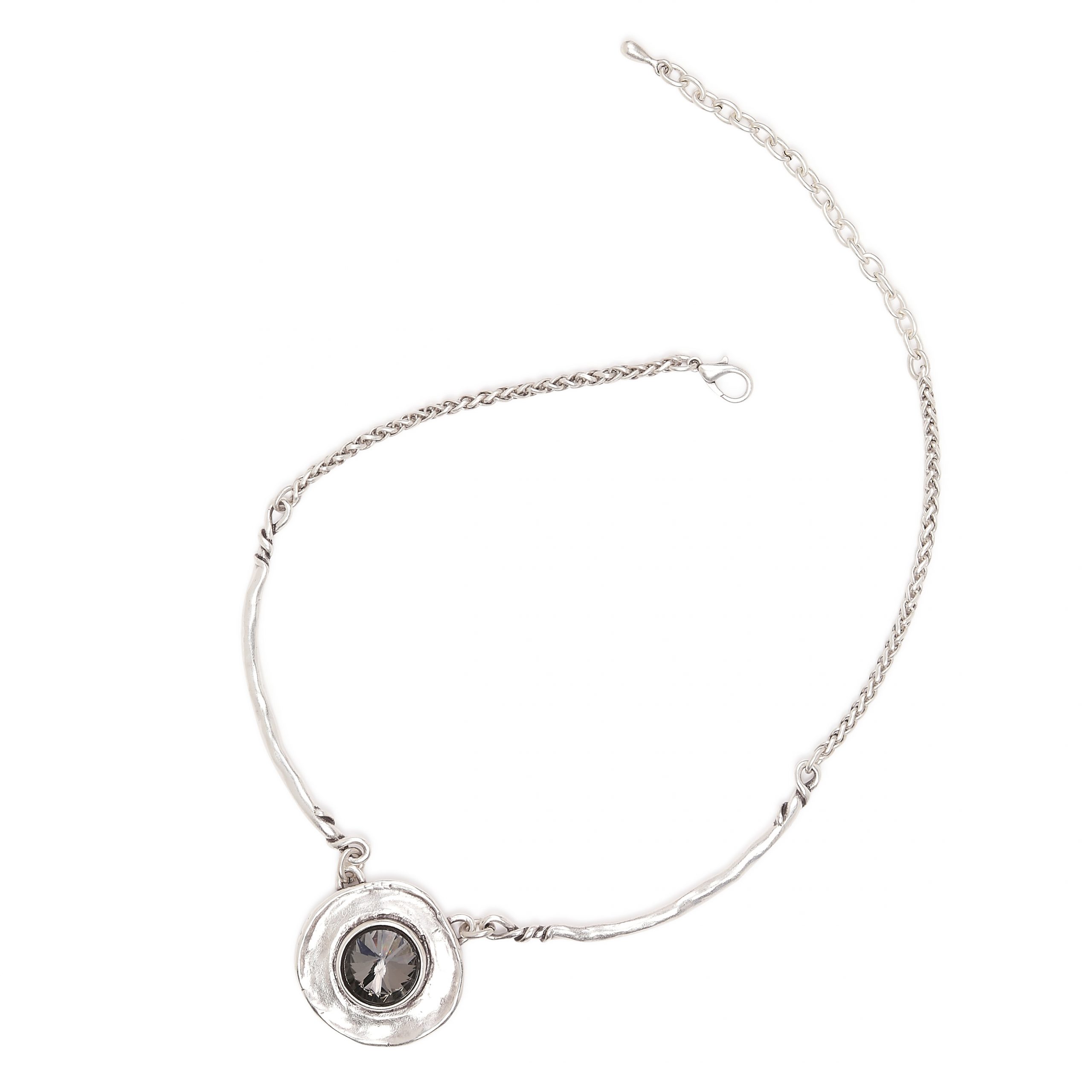 Handmade Smoky Crystal Pewter Necklace - 4013 - Image 3