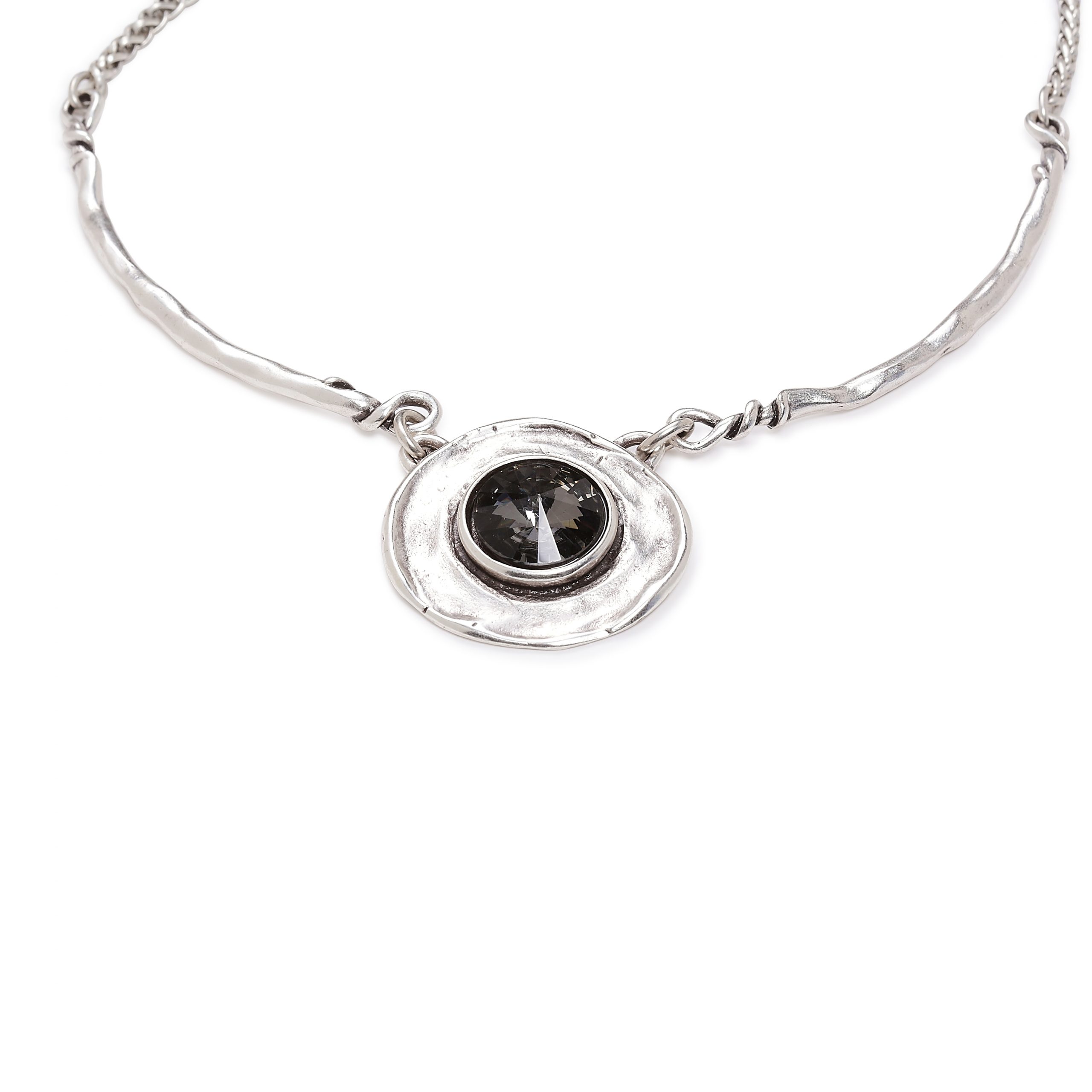 Handmade Smoky Crystal Pewter Necklace - 4013 - Image 5