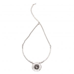 Handmade Smoky Crystal Pewter Necklace - 4013