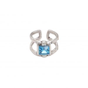 Handmade Blue Crystal Brass Ring - 6907Blue