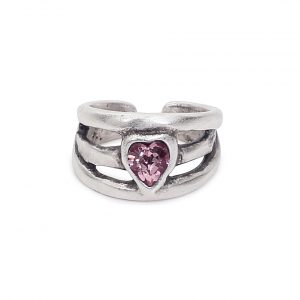 Handmade Purple Heart Crystal Brass Ring - 6926