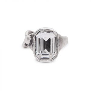 Handmade Clear Crystal Brass Ring - 6932