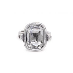 Handmade Clear Crystal Brass Ring - 6935
