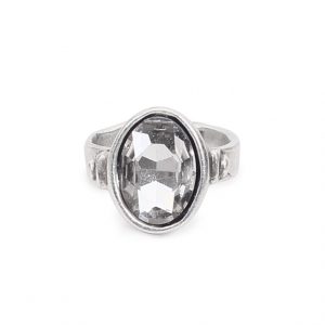 Handmade Clear Crystal Brass Ring - 6936