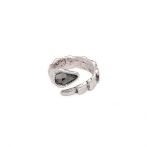 Handmade Smoky Crystal Brass Ring - 6938Smoky