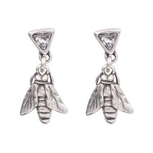 Handmade Bee Crystal Pewter Earrings - 1937