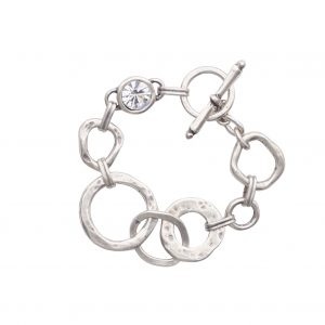 Handmade Crystal Pewter Bracelet - 2938