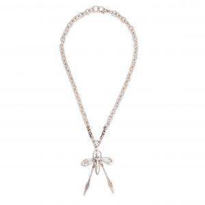 Handmade Clear Crystal DragonFly Pewter Necklace - 3992