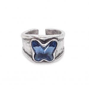 Handmade Butterfly Crystal Brass Ring - 6903
