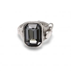 Handmade Smoky Crystal Brass Ring - 6981