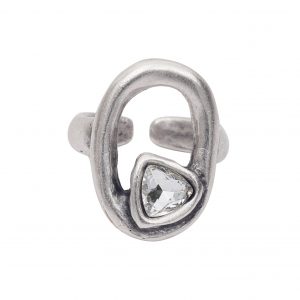 Handmade Clear Crystal Brass Ring - 6997