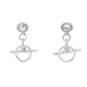 Handmade Clear Crystal Pewter Earrings - 1965